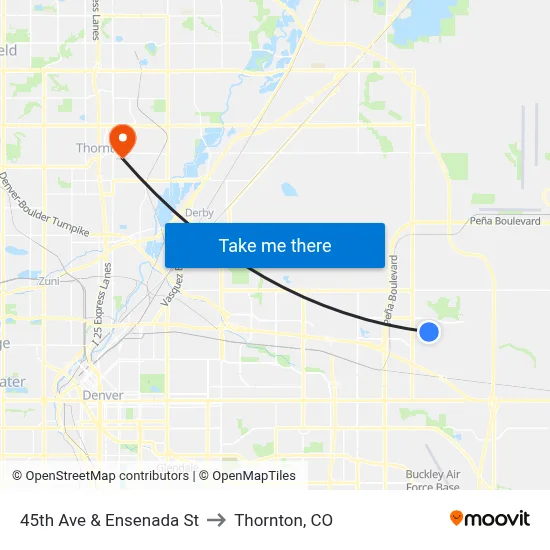45th Ave & Ensenada St to Thornton, CO map