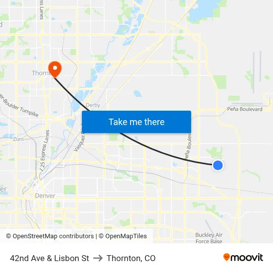 42nd Ave & Lisbon St to Thornton, CO map