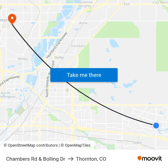 Chambers Rd & Bolling Dr to Thornton, CO map