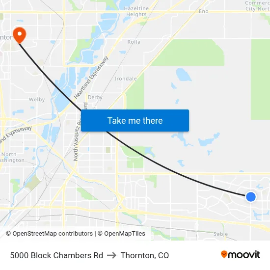 5000 Block Chambers Rd to Thornton, CO map