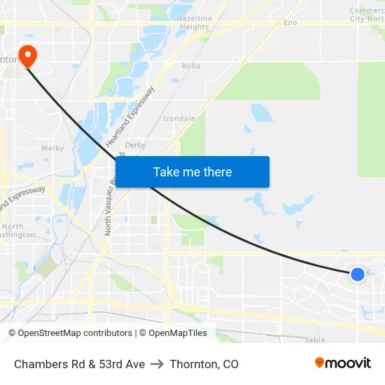 Chambers Rd & 53rd Ave to Thornton, CO map