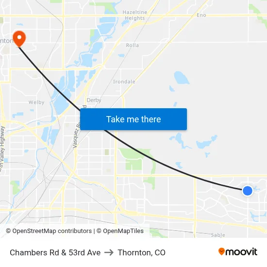 Chambers Rd & 53rd Ave to Thornton, CO map