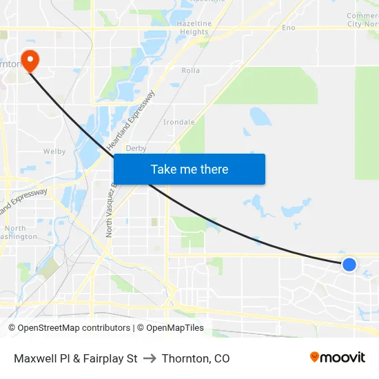 Maxwell Pl & Fairplay St to Thornton, CO map
