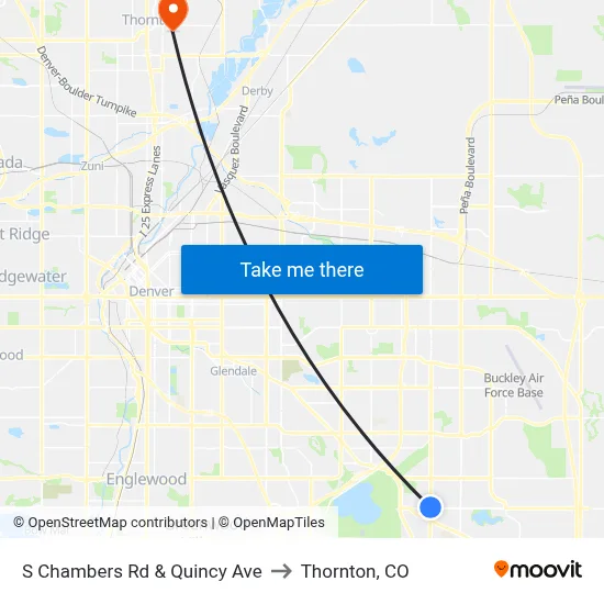 S Chambers Rd & Quincy Ave to Thornton, CO map