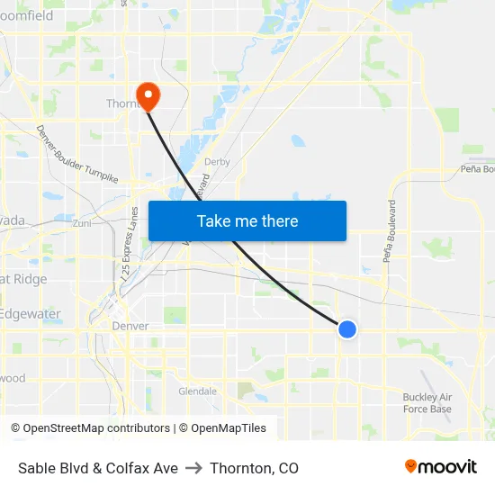 Sable Blvd & Colfax Ave to Thornton, CO map