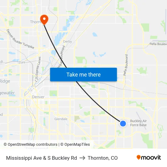 Mississippi Ave & S Buckley Rd to Thornton, CO map