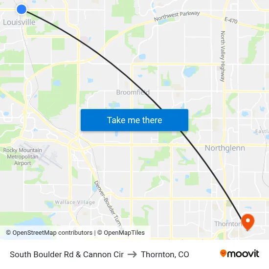 South Boulder Rd & Cannon Cir to Thornton, CO map