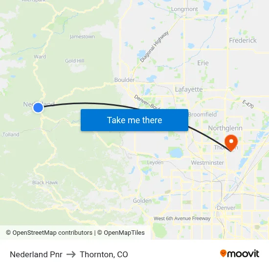 Nederland Pnr to Thornton, CO map