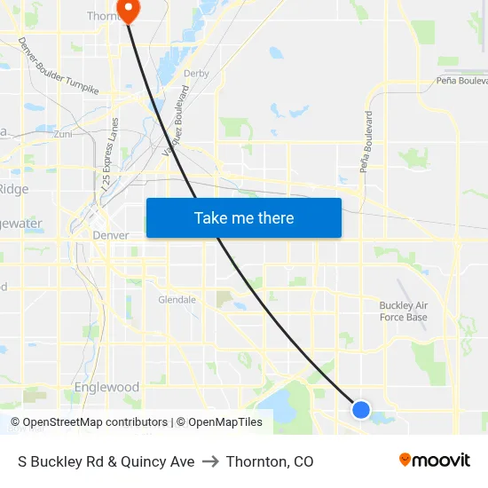 S Buckley Rd & Quincy Ave to Thornton, CO map