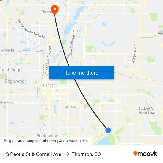 S Peoria St & Cornell Ave to Thornton, CO map