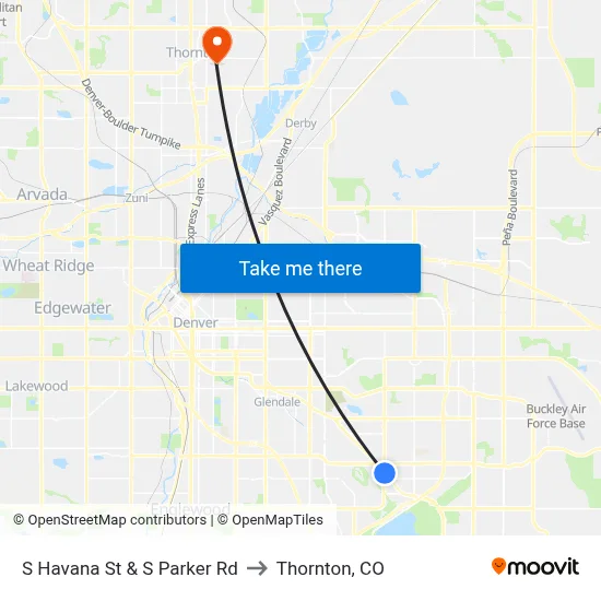 S Havana St & S Parker Rd to Thornton, CO map