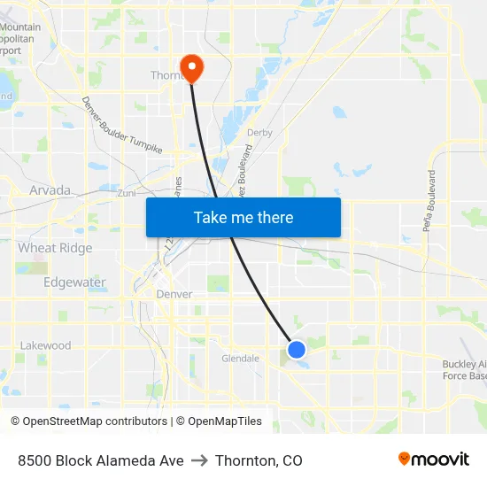 8500 Block Alameda Ave to Thornton, CO map