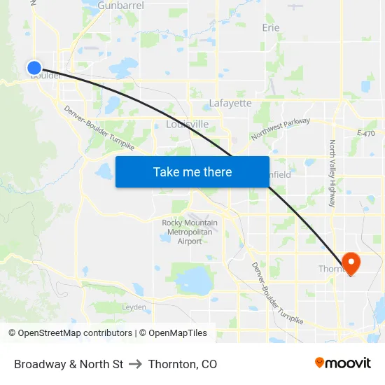Broadway & North St to Thornton, CO map