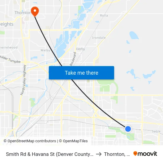 Smith Rd & Havana St (Denver County Jail) to Thornton, CO map