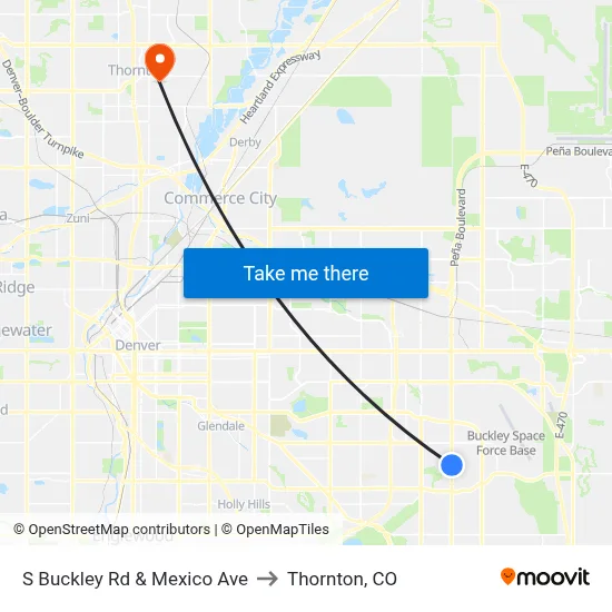 S Buckley Rd & Mexico Ave to Thornton, CO map