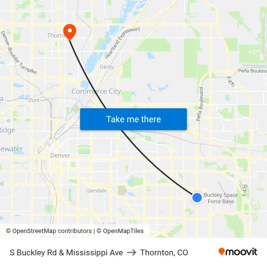 S Buckley Rd & Mississippi Ave to Thornton, CO map