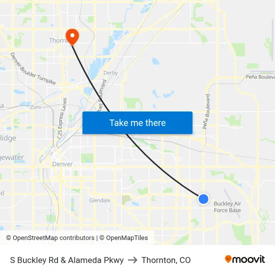 S Buckley Rd & Alameda Pkwy to Thornton, CO map