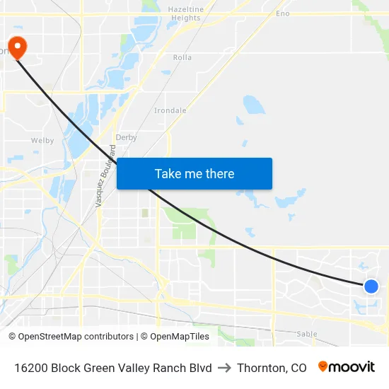 16200 Block Green Valley Ranch Blvd to Thornton, CO map