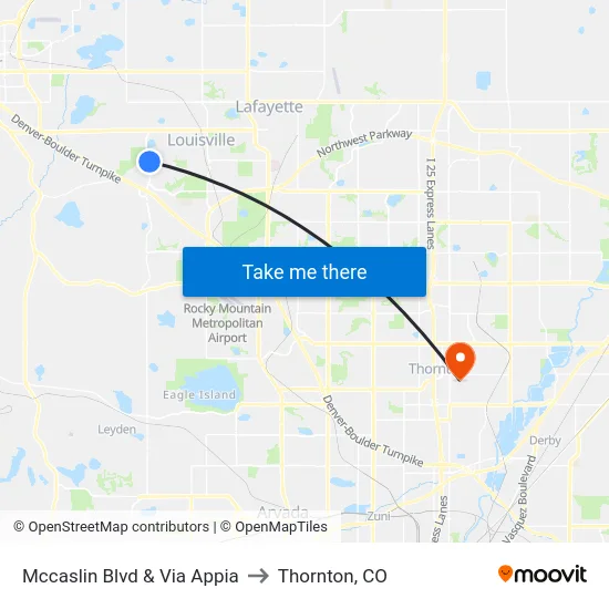 Mccaslin Blvd & Via Appia to Thornton, CO map