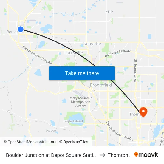 Boulder Junction at Depot Square Station Gate S2 to Thornton, CO map