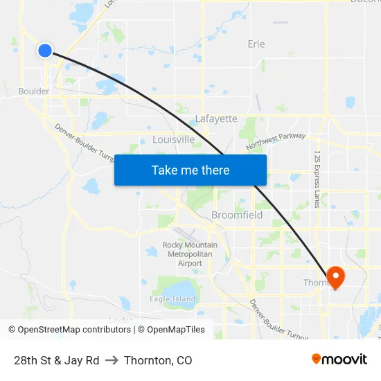 28th St & Jay Rd to Thornton, CO map