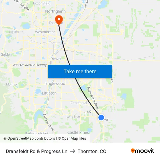 Dransfeldt Rd & Progress Ln to Thornton, CO map