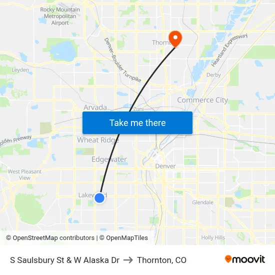 S Saulsbury St & W Alaska Dr to Thornton, CO map