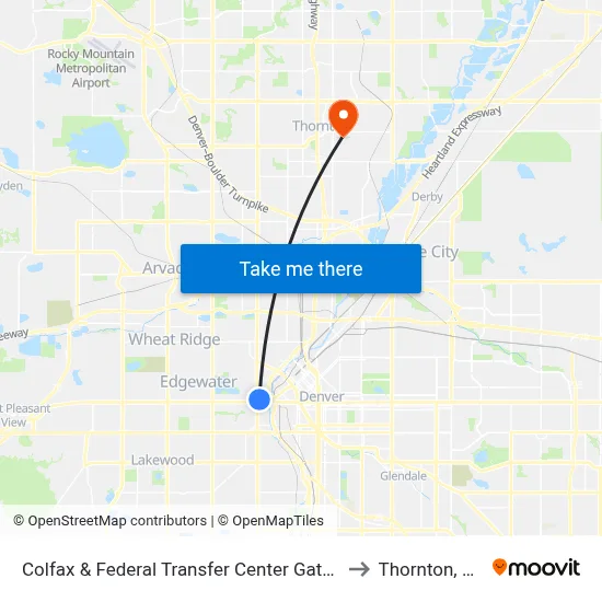 Colfax & Federal Transfer Center Gate C to Thornton, CO map