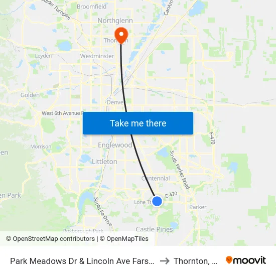 Park Meadows Dr & Lincoln Ave Farside to Thornton, CO map