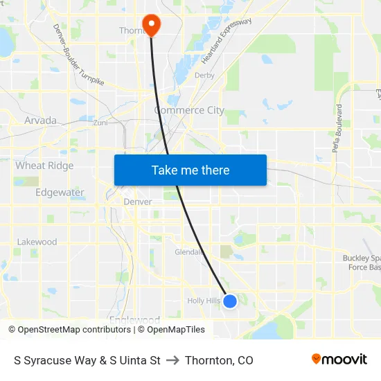 S Syracuse Way & S Uinta St to Thornton, CO map