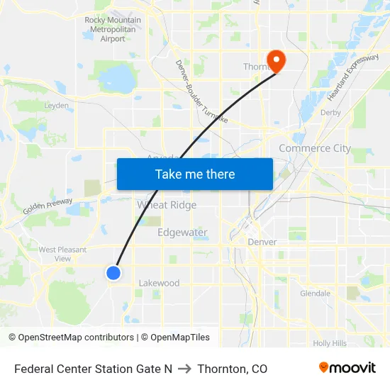 Federal Center Station Gate N to Thornton, CO map