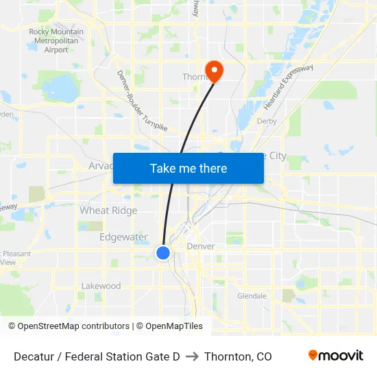 Decatur / Federal Station Gate D to Thornton, CO map