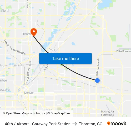 40th  / Airport - Gateway Park Station to Thornton, CO map