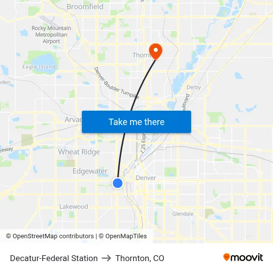 Decatur-Federal Station to Thornton, CO map