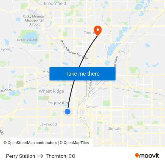 Perry Station to Thornton, CO map