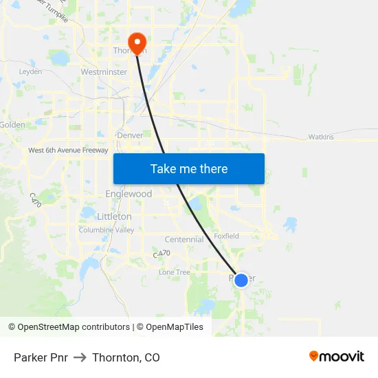 Parker Pnr to Thornton, CO map