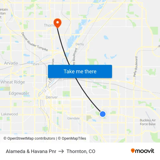 Alameda & Havana Pnr to Thornton, CO map