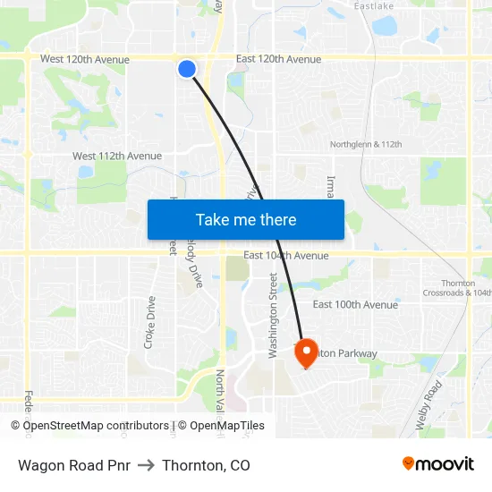 Wagon Road Pnr to Thornton, CO map