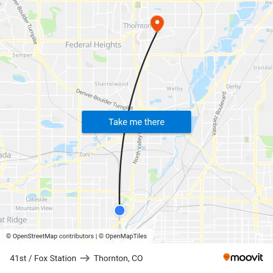 41st / Fox Station to Thornton, CO map