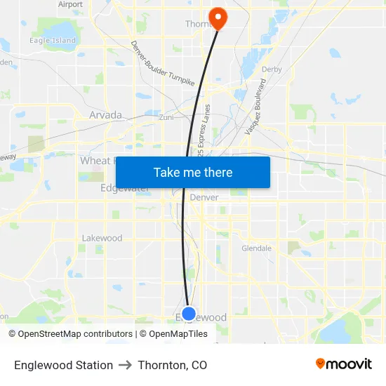 Englewood Station to Thornton, CO map