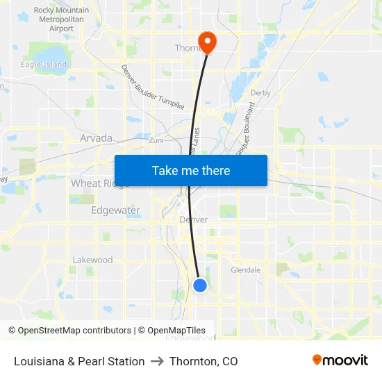 Louisiana & Pearl Station to Thornton, CO map