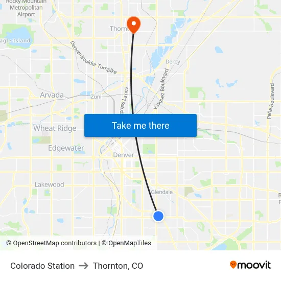 Colorado Station to Thornton, CO map