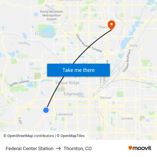 Federal Center Station to Thornton, CO map