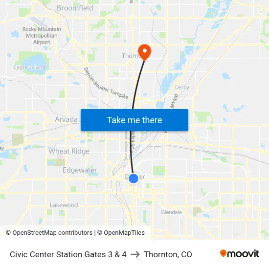 Civic Center Station Gates 3 & 4 to Thornton, CO map