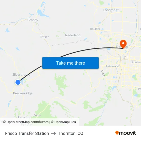 Frisco Transfer Station to Thornton, CO map