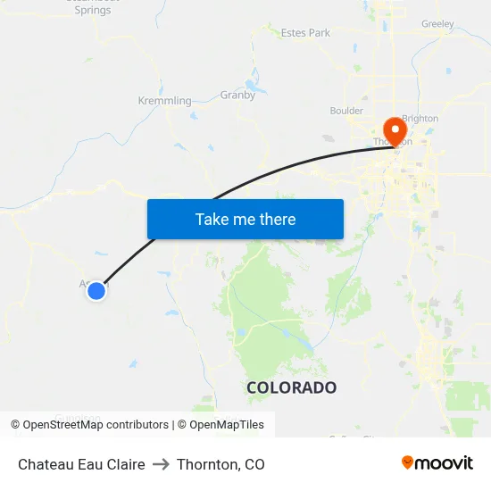 Chateau Eau Claire to Thornton, CO map
