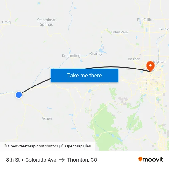 8th St + Colorado Ave to Thornton, CO map