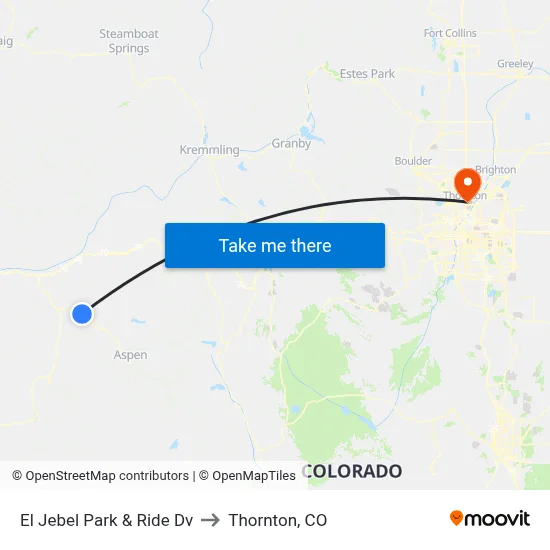 El Jebel Park & Ride Dv to Thornton, CO map