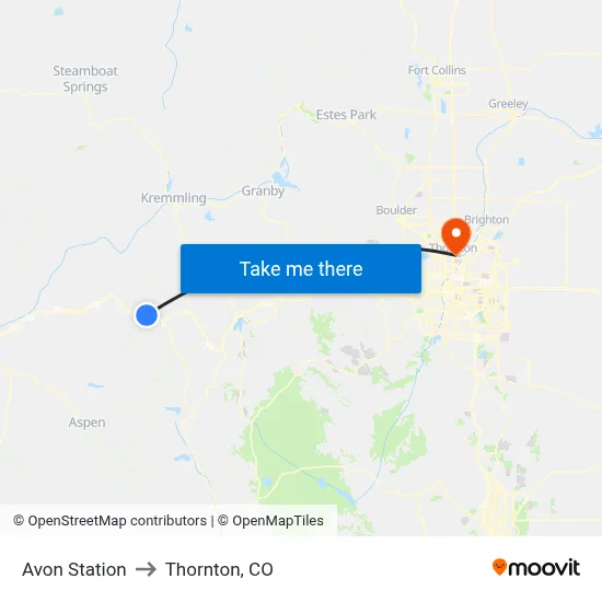 Avon Station to Thornton, CO map