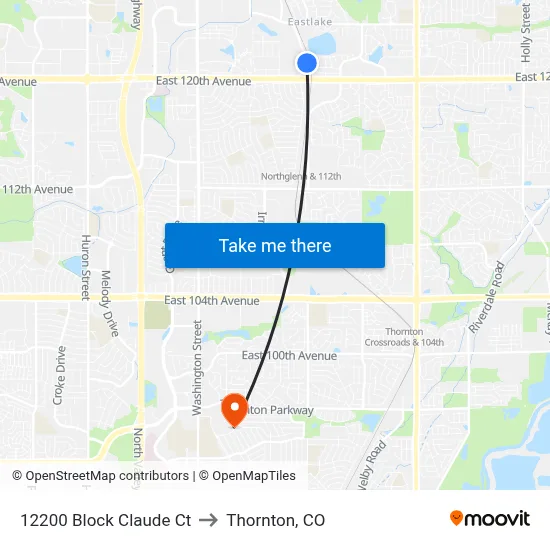 12200 Block Claude Ct to Thornton, CO map